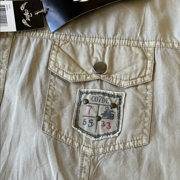 Men's Casual Button Down Shirt - Tan - Picture 16 of 16